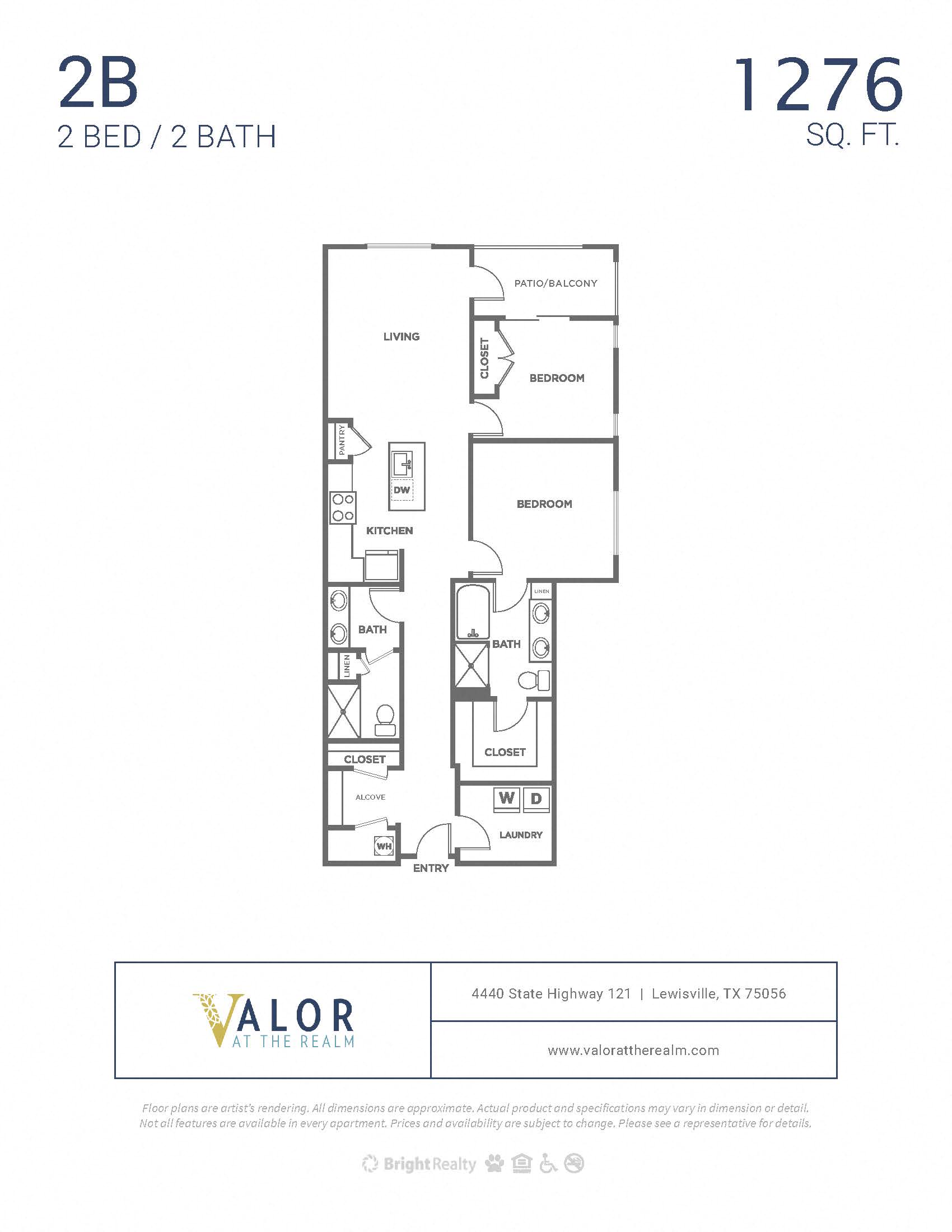 Valor at the Realm 2x2 B Floor Plan